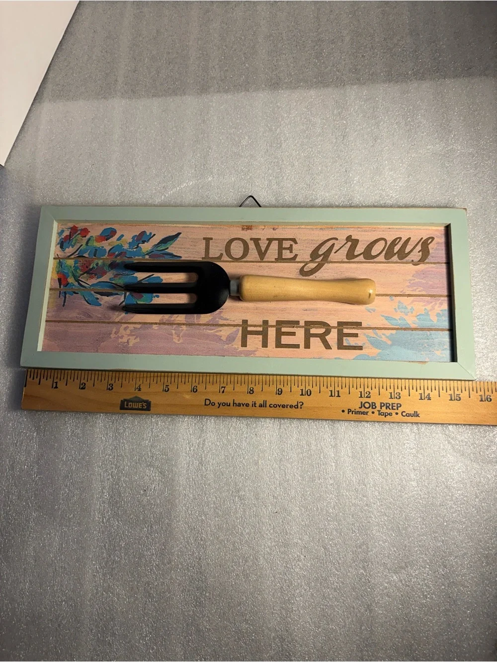 Love Grows Here Wall Art Sign - Mint Frame, Multicolor